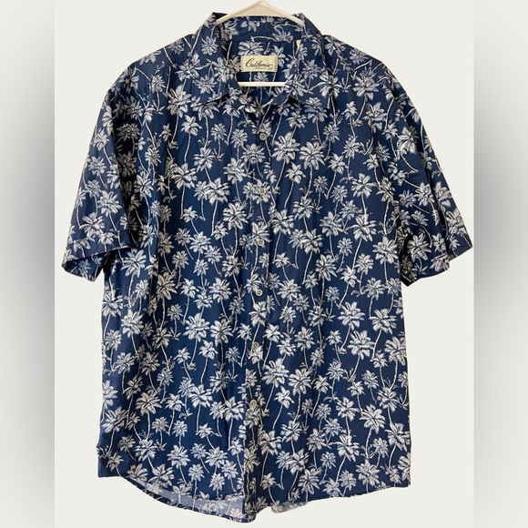 California Shirt Co Other - California Shirt Co Navy Palm Print Men's Casual Button Up Shirt Size XL‎
